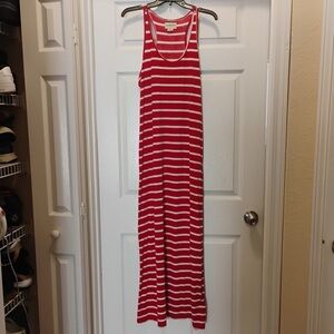 Ralph Lauren Denim & Supply Red White Striped Halter Tank Maxi Dress Size L
